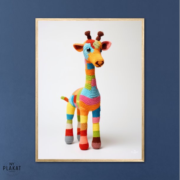 Giraf i Varmt og Farverigt Garn - Giraf Plakat 6