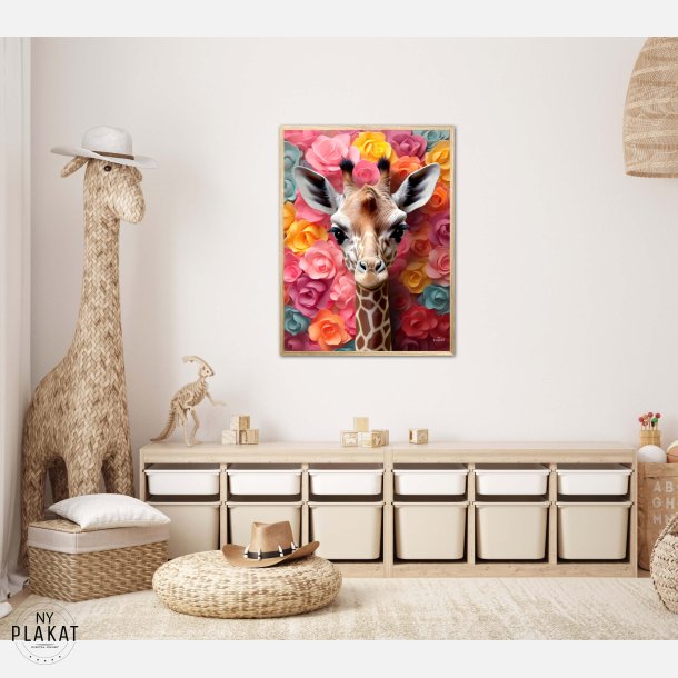 Giraffens Blomsterunivers - Giraf Plakat 22