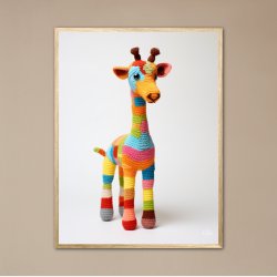 Giraf i Varmt og Farverigt Garn - Giraf Plakat 6