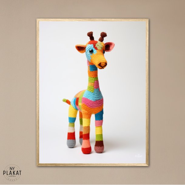 Giraf i Varmt og Farverigt Garn - Giraf Plakat 6