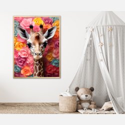 Giraffens Blomsterunivers - Giraf Plakat 22