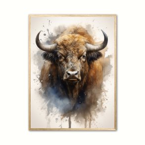 Bison Plakat 1 - Vandfarve Effekt