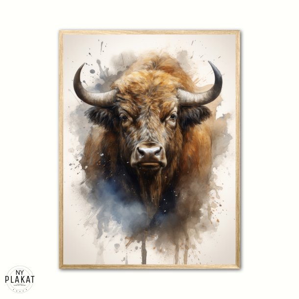 Bison Plakat 1 - Vandfarve Effekt