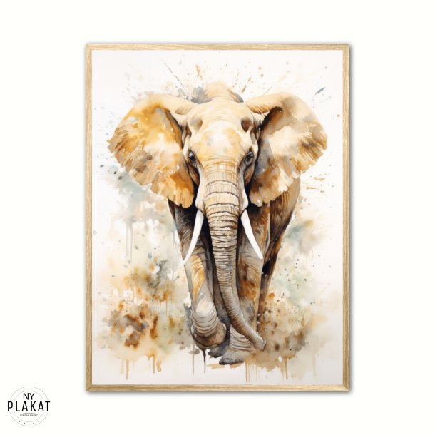 Elefant Plakat 3 - Vandfarve Effekt