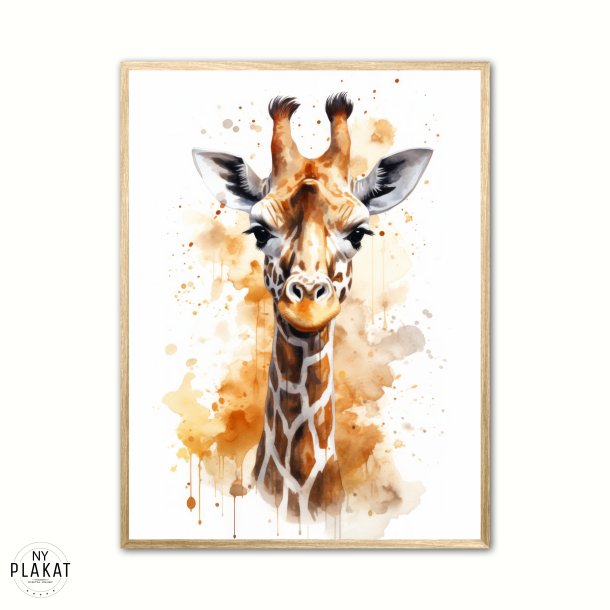 Giraf Plakat 11 - Vandfarve Effekt