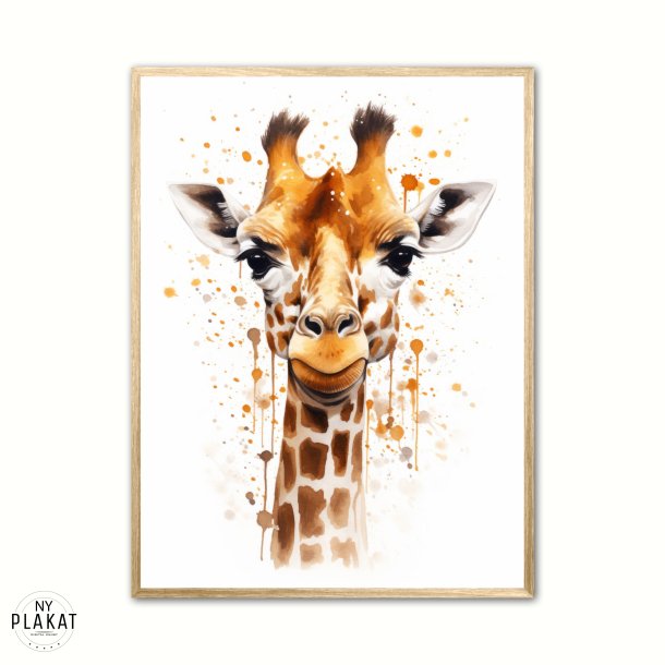 Giraf Plakat 14 - Vandfarve Effekt