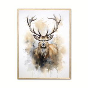 Hjort Plakat 12 - Vandfarve Effekt
