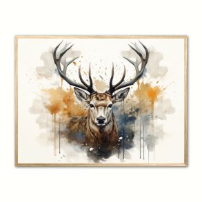 Hjort Plakat 15 - Vandfarve Effekt