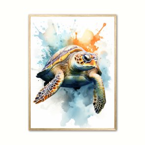 Skildpadde Plakat 7 - Vandfarve Effekt