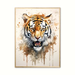 Tiger Plakat 10 - Vandfarve Effekt