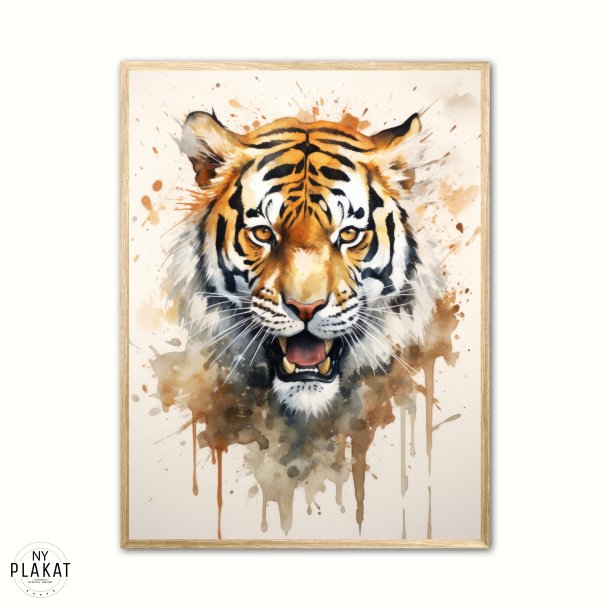 Tiger Plakat 10 - Vandfarve Effekt