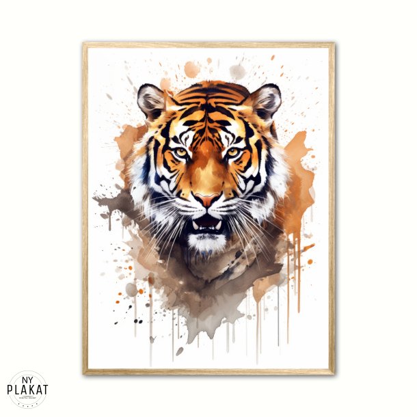 Tiger Plakat 8 - Vandfarve Effekt