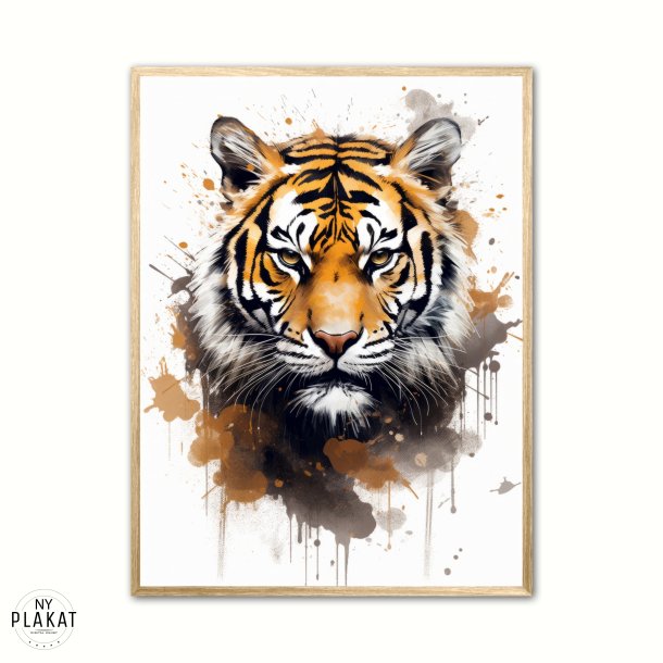 Tiger Plakat 9 - Vandfarve Effekt