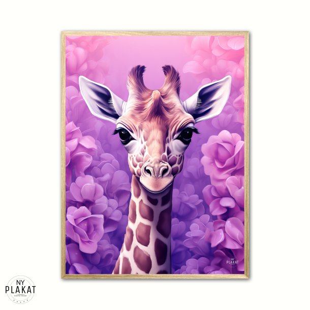 Giraffens Lilla Rosedrm - Giraf Plakat 25
