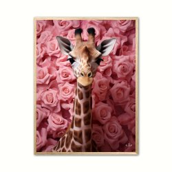 Giraffens Rosehav i Pink - Giraf Plakat 26
