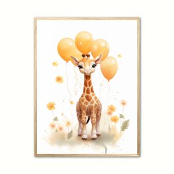 Giraf Med Orange Balloner - Giraf Plakat 27