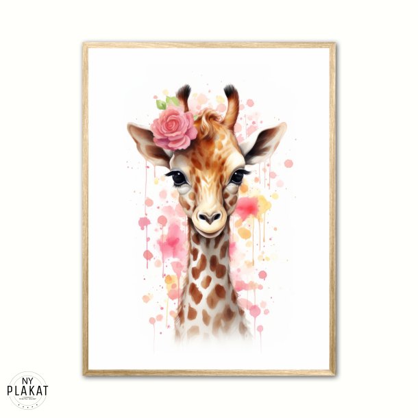 Giraffens Blomsterdrmme - Giraf Plakat 28