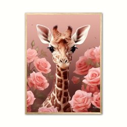 Pink Roser i Giraffens Verden - Giraf Plakat 31
