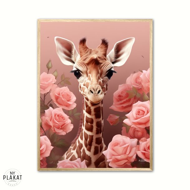 Pink Roser i Giraffens Verden - Giraf Plakat 31