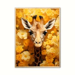 Giraffens Gule Blomsterparadis - Giraf Plakat 12