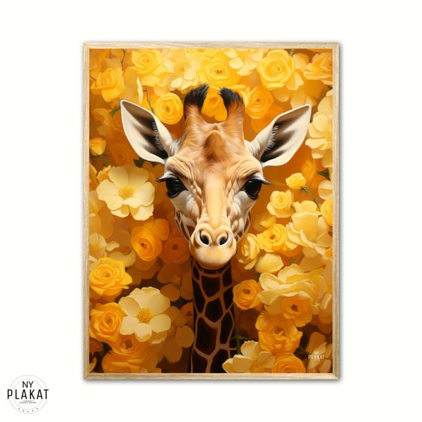 Giraffens Gule Blomsterparadis - Giraf Plakat 12
