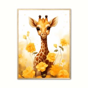 Giraffens Gule Blomsterhave - Giraf Plakat 13