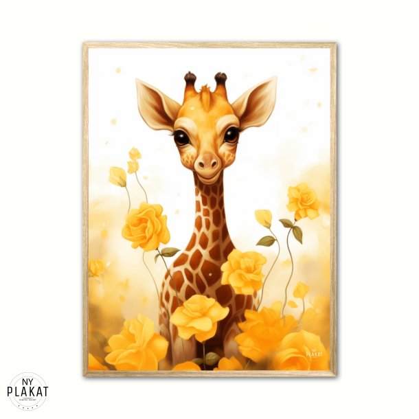 Giraffens Gule Blomsterhave - Giraf Plakat 13