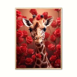 Giraffens Rde Roseblomstring - Giraf Plakat 15