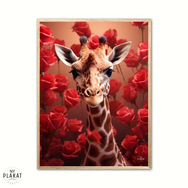 Giraffens Rde Roseblomstring - Giraf Plakat 15