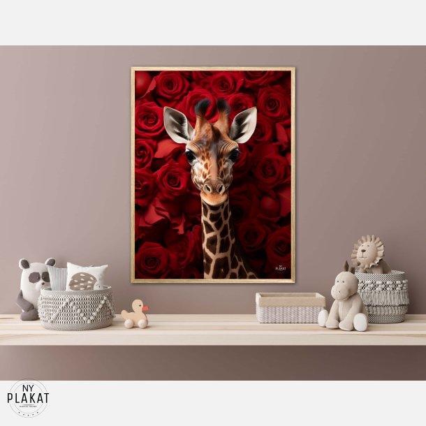 Giraffens Krlighed til Rde Roser - Giraf Plakat 17