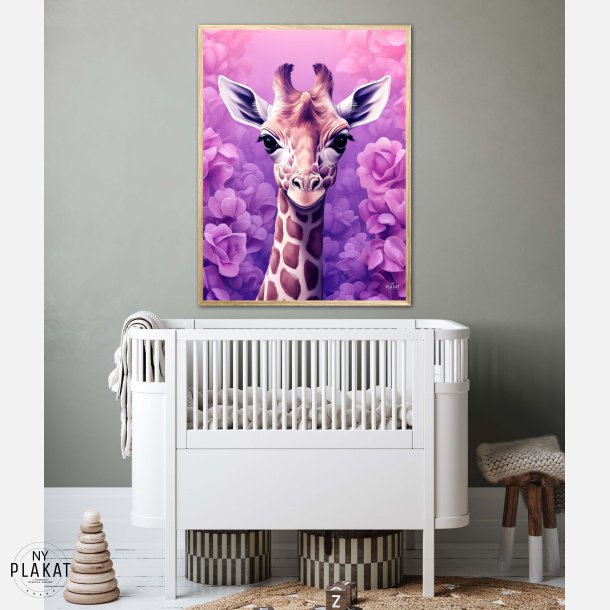 Giraffens Lilla Rosedrm - Giraf Plakat 25