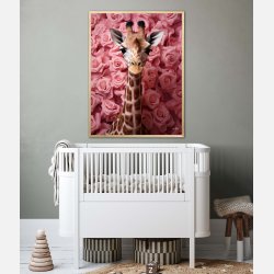 Giraffens Rosehav i Pink - Giraf Plakat 26