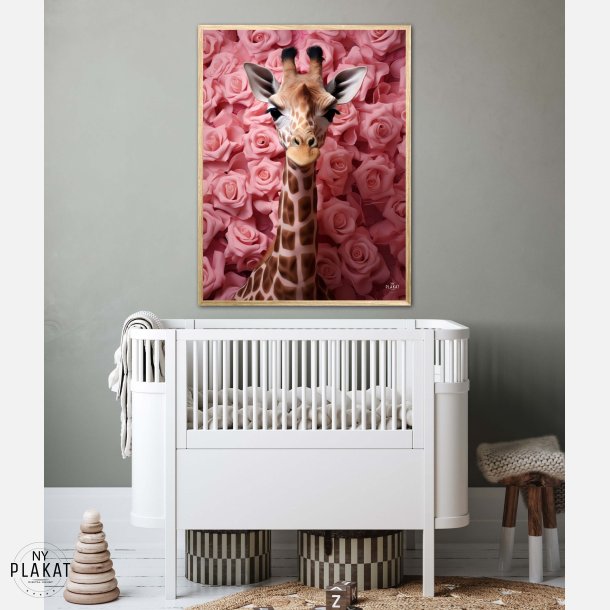Giraffens Rosehav i Pink - Giraf Plakat 26