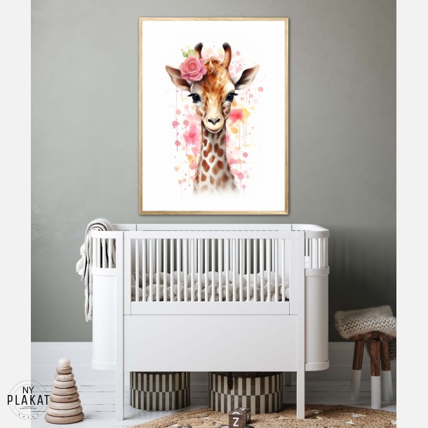 Giraffens Blomsterdrmme - Giraf Plakat 28