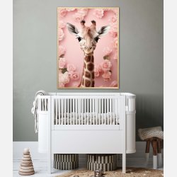 Giraffens Pink Blomstermagi - Giraf Plakat 29