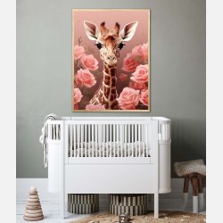 Pink Roser i Giraffens Verden - Giraf Plakat 31