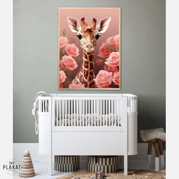 Pink Roser i Giraffens Verden - Giraf Plakat 31