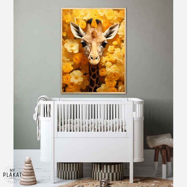 Giraffens Gule Blomsterparadis - Giraf Plakat 12