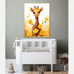 Giraffens Gule Blomsterhave - Giraf Plakat 13