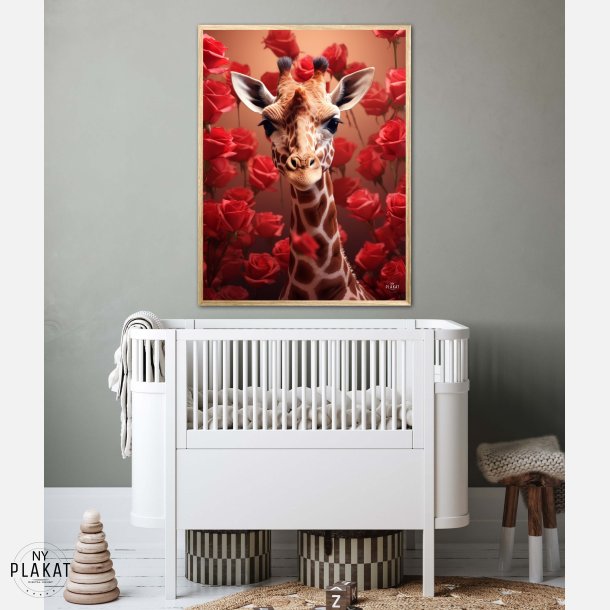 Giraffens Rde Roseblomstring - Giraf Plakat 15