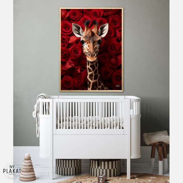 Giraffens Krlighed til Rde Roser - Giraf Plakat 17