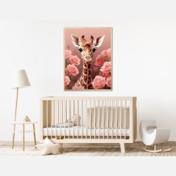 Pink Roser i Giraffens Verden - Giraf Plakat 31