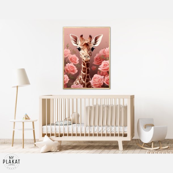 Pink Roser i Giraffens Verden - Giraf Plakat 31