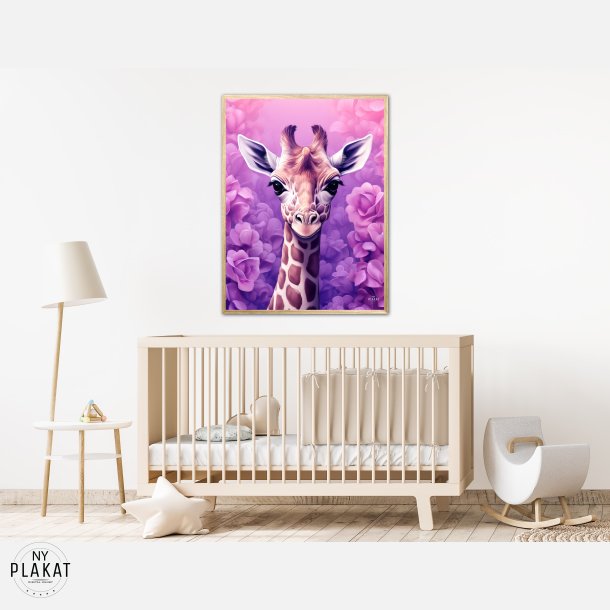 Giraffens Lilla Rosedrm - Giraf Plakat 25