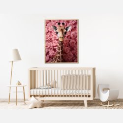 Giraffens Rosehav i Pink - Giraf Plakat 26