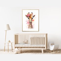 Giraffens Blomsterdrmme - Giraf Plakat 28
