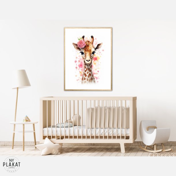 Giraffens Blomsterdrmme - Giraf Plakat 28