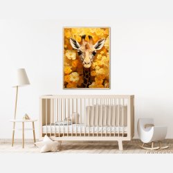 Giraffens Gule Blomsterparadis - Giraf Plakat 12