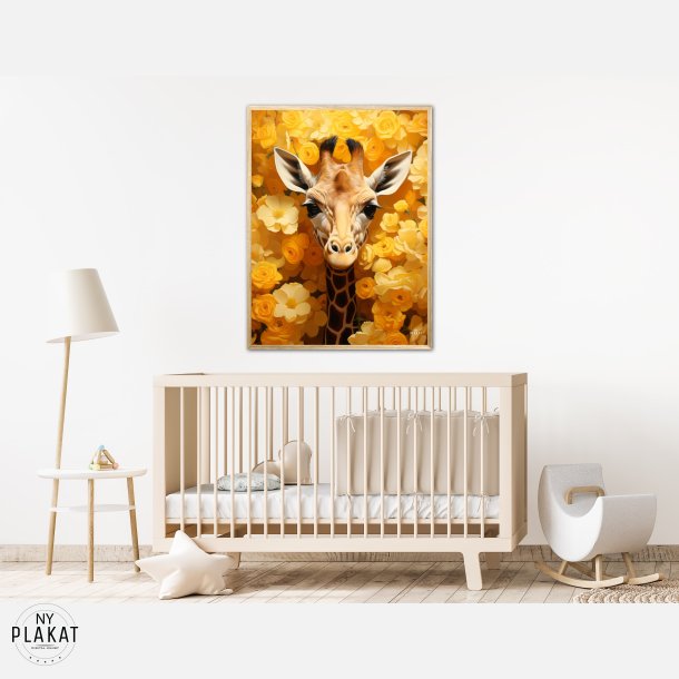 Giraffens Gule Blomsterparadis - Giraf Plakat 12