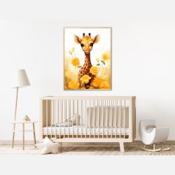 Giraffens Gule Blomsterhave - Giraf Plakat 13